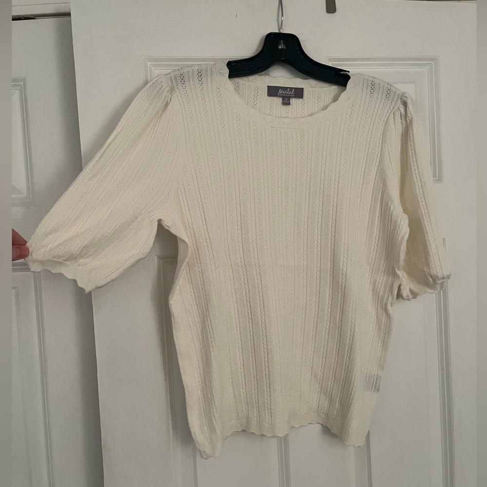 Pointelle Puff Sleeve Sweater - Picture 2 of 6